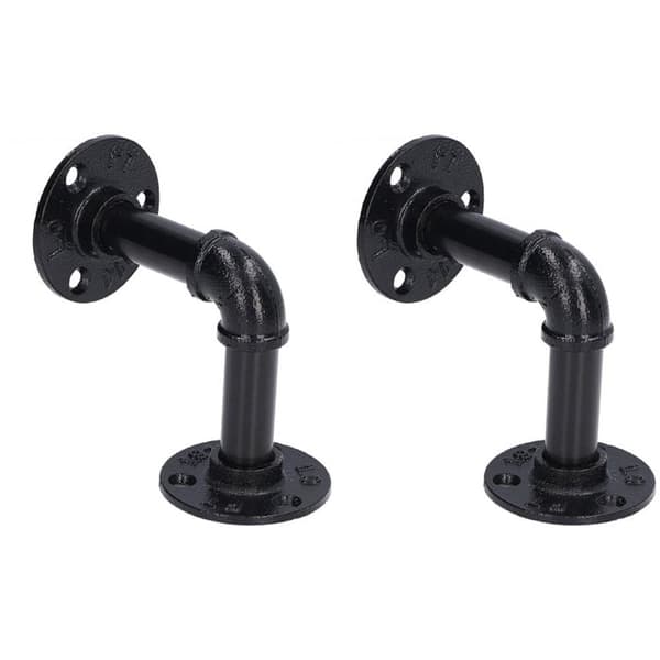 Black Retro Wall Shelf with Brackets - Compatible with IKEA, 2-Pack