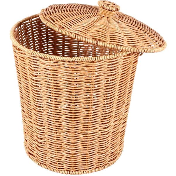 Woven Basket Round Rattan Container with Lid Planter Basket Storage Baskets