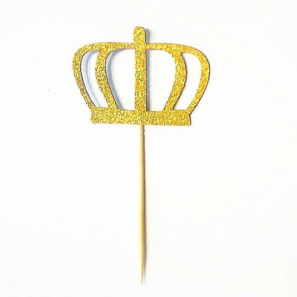 20 st Guldglitter Krona Cupcake Tårtdekorationer Plocka Bröllop Möhippa