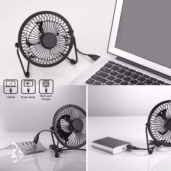 4-tommer miniventilator til bærbar computer 360 graders rotation USB-bordventilator