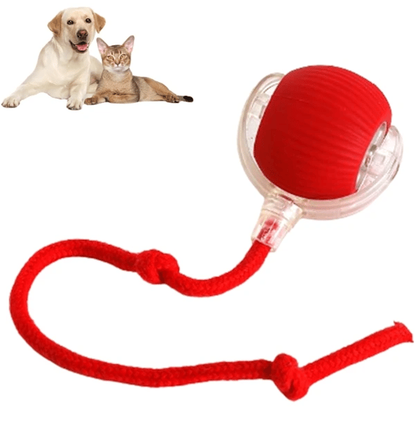 Rolling Ball for Dogs and Cats, Interactive Toy with 360° Intelligent Obstacle Avoidance, Red red