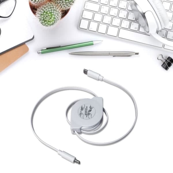 Infällbar PD 60W USB C till USB C Datakabel, Snabbladdningskabel för Laptop, Typ C Telefoner, Switchar, Surfplattor