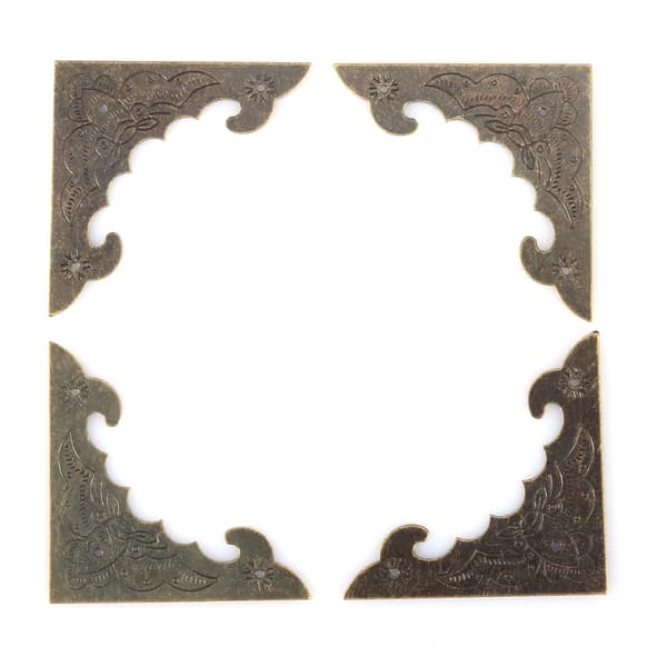 12 Pcs Wooden Box Jewelry Gift Box Bronze Corner Decorative Protector Edge Guard S
