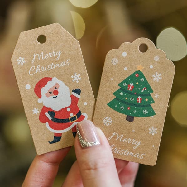 50 st julklappsetiketter i kraftpapper, DIY-hängande etiketter, D E50st