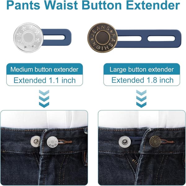 Pieces Jeans Button Extender - Buttonhole Extender - Trouser Extension Button - Trouser Waist Extender - Unisex - Instant Waist Extension Buttons