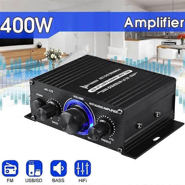 -170 Lydforstærker Trådløs HiFi Stereo Lydforstærker 200W+200W med Indgang Hjem Bil