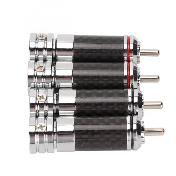 4 stk. RCA-kontakter forkrommede videokabeltilkoblinger for høyttalerutstyr med 9 mm ledningsdiameter