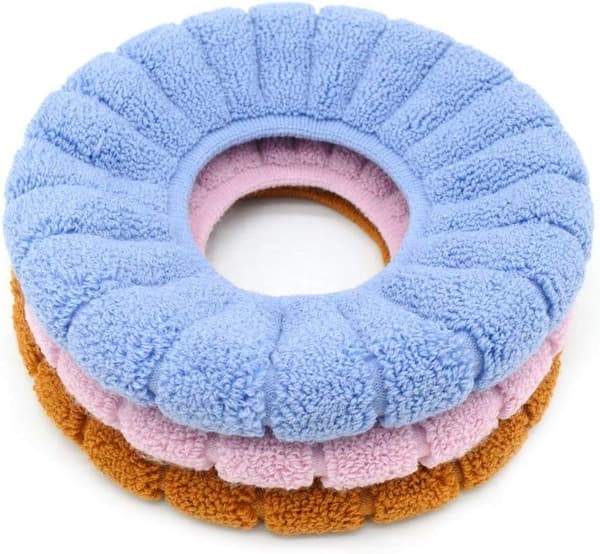 Soft, Thicker, and Warmer Stretchable Washable Toilet Seat Covers, 3-pack