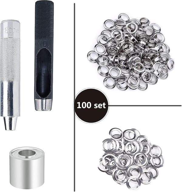 Öglan Kit Værktøj 10mm Metal Øje Sæt 100 Sæt Grommet Kit Eyele