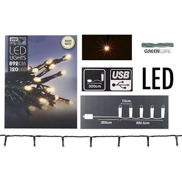 Valosarja 120 LED - 9 kulmaa Lämmin valkoinen Warm white Varm vit