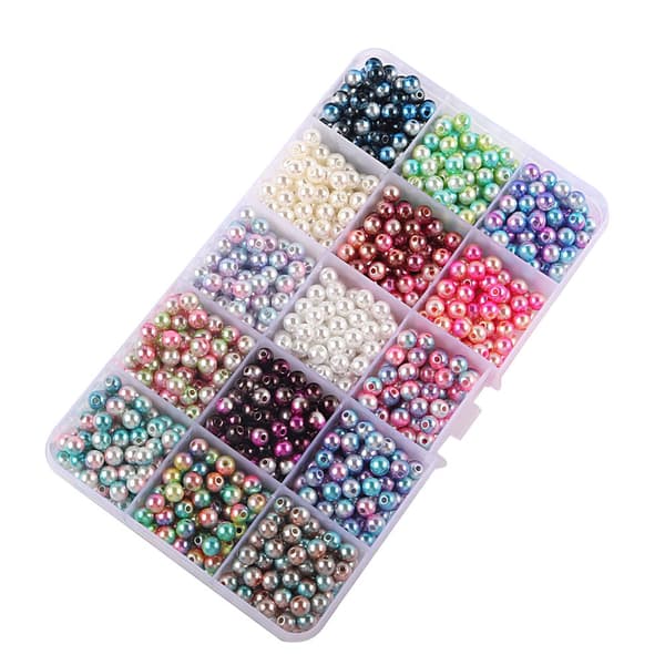 Sæt med imiterede perler - 15 farver til smykkefremstilling 8 mm 8 mm