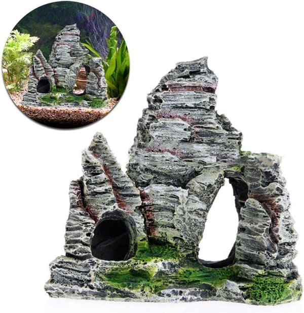Mountain View Akvarium Rockery Gjemmested Hule Tre Fisk Tank Ornament