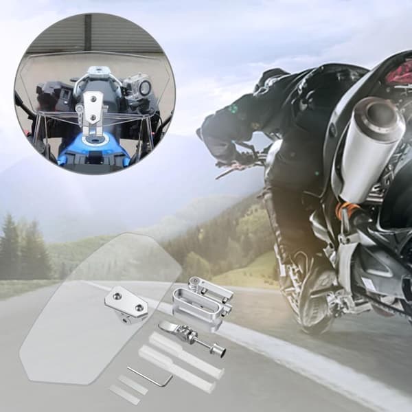 Motorcycle Windshield Adjustable Clip-On Windscreen Spoiler Extension Wind Deflector for Motorcycle - Clear