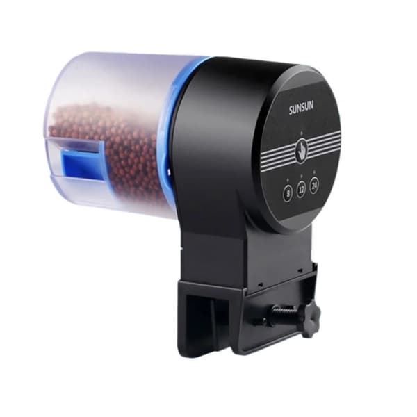 Automatisk fiskefoderautomat med justerbar timer foderdispenser til akvariefisk og skildpadder sort