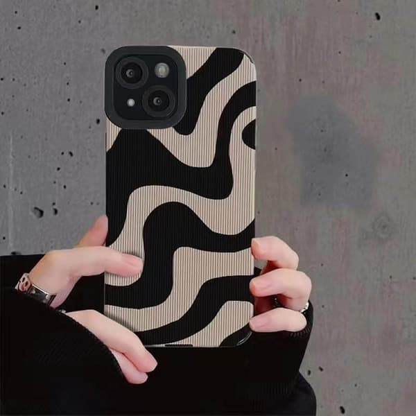 Stylish, Simple, and Cute Zebra Print Protective Case for Women, 13/14 Black Soft Silicone Case