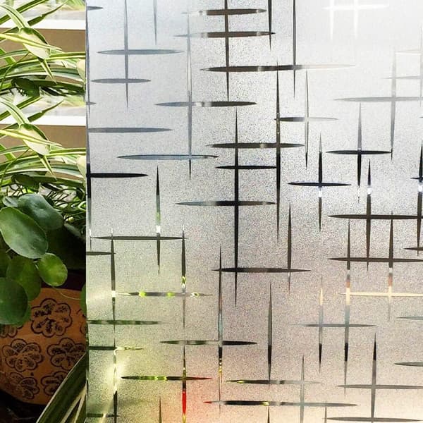 Window Film Privacy Stained Glass (Self-Adhesive), Star Pattern, 44.5x200cm