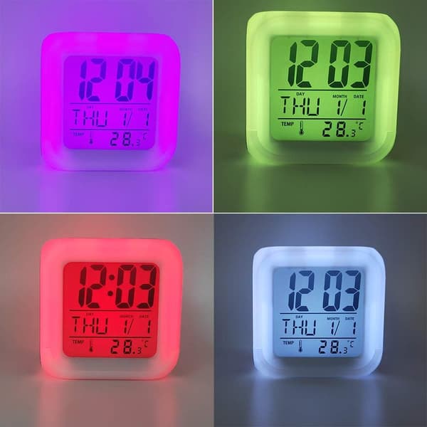 Enhjørning piger digitalt vækkeur, LED natlysende kube LCD Cl