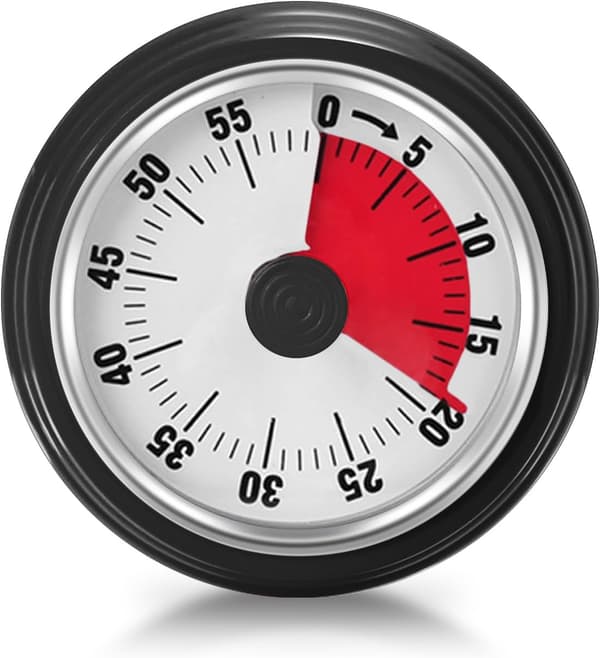 1 stk. Visuel Timer, Køkkentimer med Magnetisk Base, 60 Minutters Nedtælling Mekanisk Ur Batterifrit Tidsstyringsværktøj til Børn og Voksne, Sort