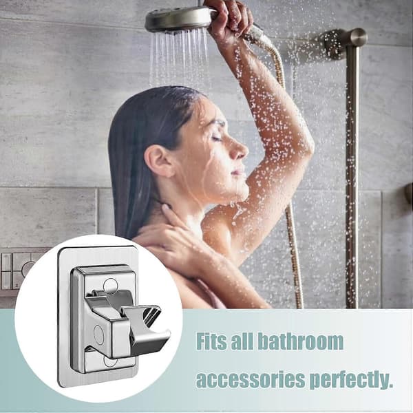 1 pc Shower Bracket without Drilling, Self-Adhesive, 360° Rotating Shower Head Holder, Replacement, Shower Bracket, Wall Mount Bracket without Drilling