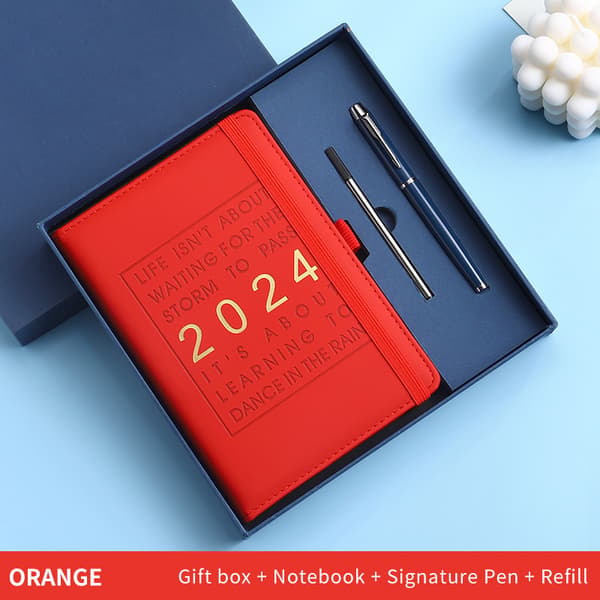 2024 ukeplanlegger og månedsplanlegger, januar til desember, 14,5*21,5 cm, 316 sider (rød)