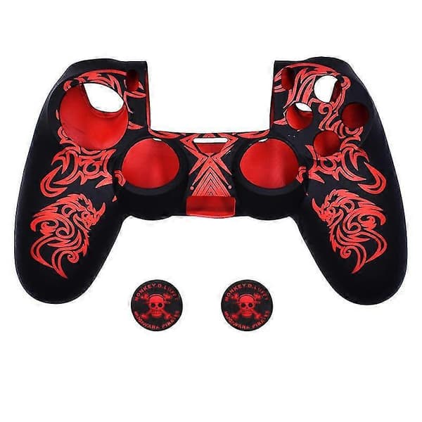 PS4-kontrollerskall, silikonkontrollerbeskyttelse kompatibel med PS4/PS4 Slim/PS4 Pro-kontroller (tommelgrep x 2)