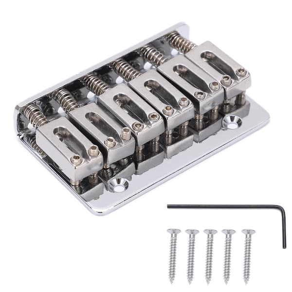 6-String Guitar Bridge Top-Loading Design Adjustable Electric Instrument Replacement Parts Silver for M00877