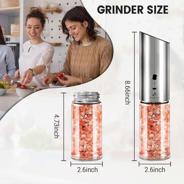USB Rechargeable Salt and Pepper Grinder Set, Electric Salt or Pepper Grinders, Easy to Use