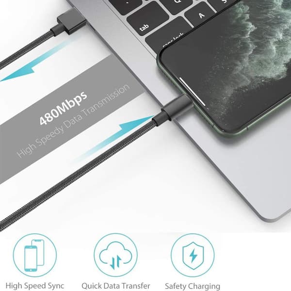 iPhone-opladerkabel 1-pak avanceret fjeder lang sort KLB