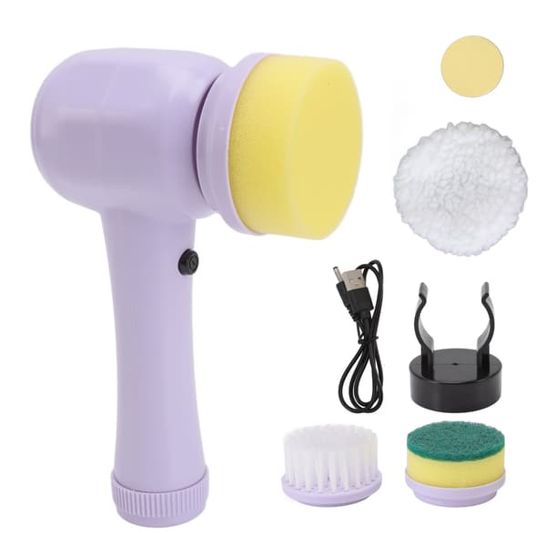 Portable Electric Cleaning Brush Handheld Scrubber for Kitchen Bathroom Shoe Cleaning Purple