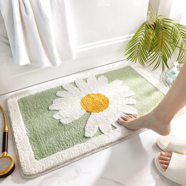 Daisy badeværelsesmåtter skridsikre badeværelsesdørmåtte absorberende Daisy-måtter