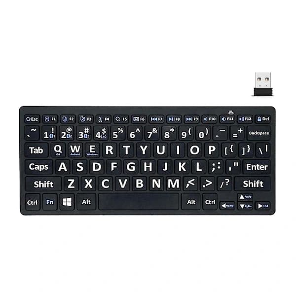 2.4G Trådløst Tastatur 78 Taster Stor Tekst til Ældre Stationær Computer Bærbar_tfrf