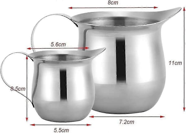 Mælkekande i rustfrit stål til skumning, multifunktionel mælkeskummerkande (3oz) (santanxing)