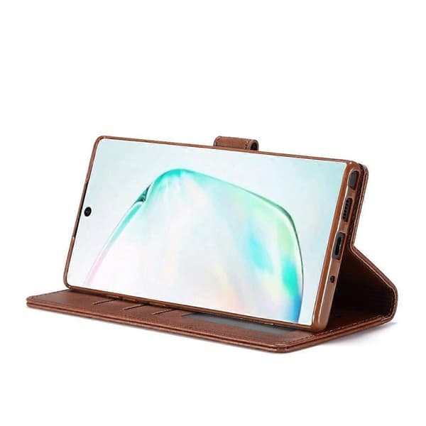 LC.IMEEKE Kalvtextur Horisontellt Flip Läderfodral, med Hållare & Kortfack & Plånbok För Galaxy Note 10 Plus [DB]