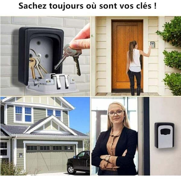 Outdoor Security Key Box, Wall Mounted Key Box with 4-Digit Code, 5 Key Security Storage Key Holder, for Home Garage School.