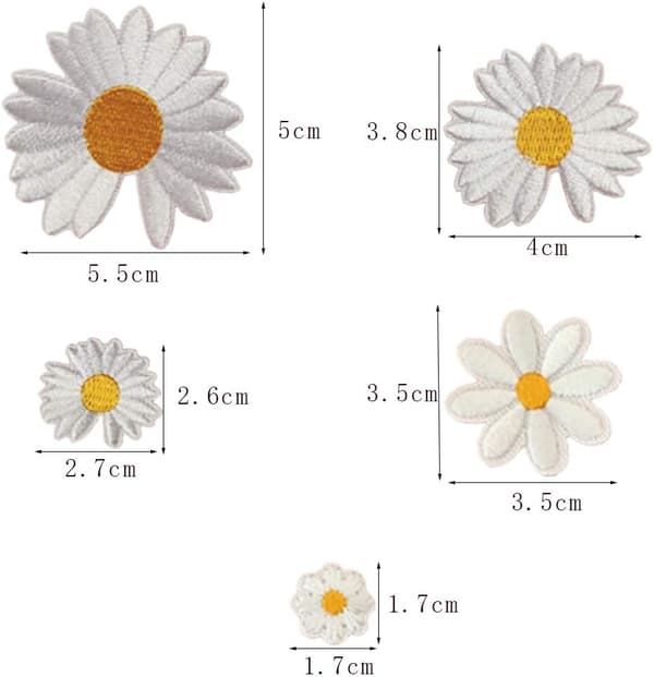 25 st Daisy Blomsterlappar Blomsterapplikation Stryk-på-lappar Broderi