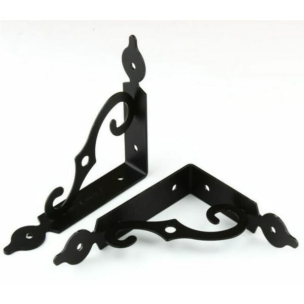 L-shaped iron wall bracket, triangular shelf, 140 x 110 mm, bracket and mount for carport, 4-pack (black)