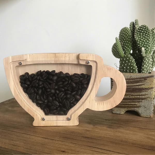 Cup-shaped Piggy Bank Keep Order Safe Transparent Window Storage Tank Jar Household Items