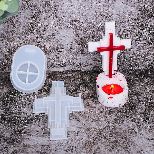 Kors-silikonformar för epoxiharts-gjutning, DIY-ljusstake och smyckeshantverk