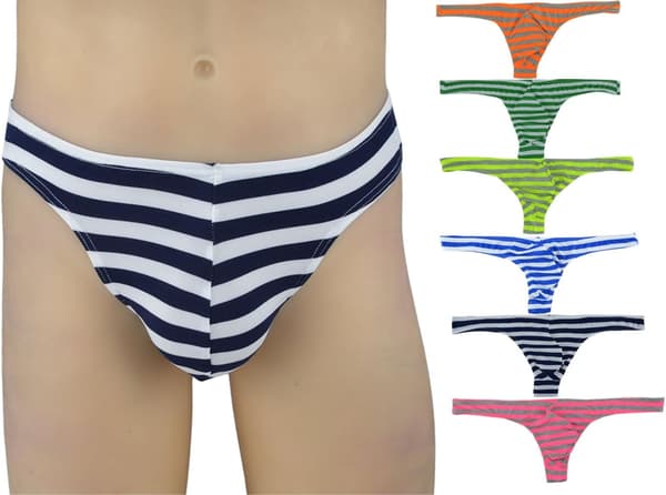 SYAYA 6 stk. menns sexy T-back String elastisk glatt truse stripeundertøy NNK21 6 farger 1 M 6 Farben 1 M