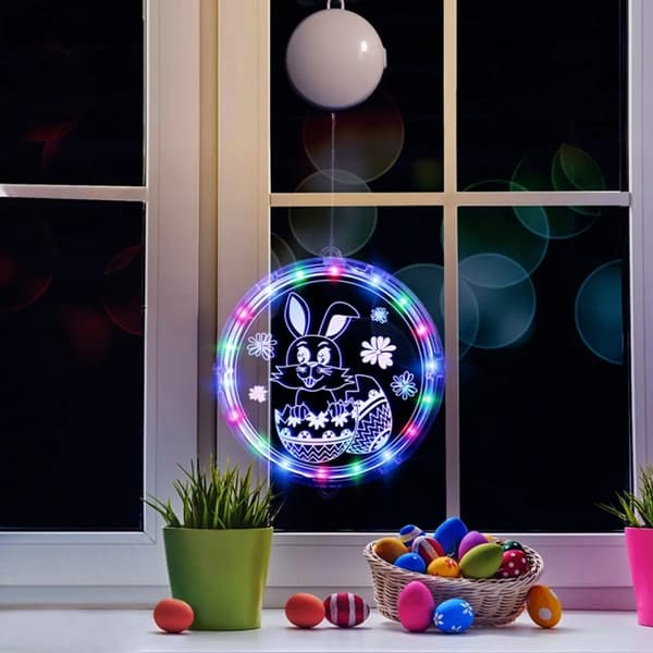 Easter Bunny Egg Hanging LED Window Light, Suction Cup Battery Operated Decoration #2