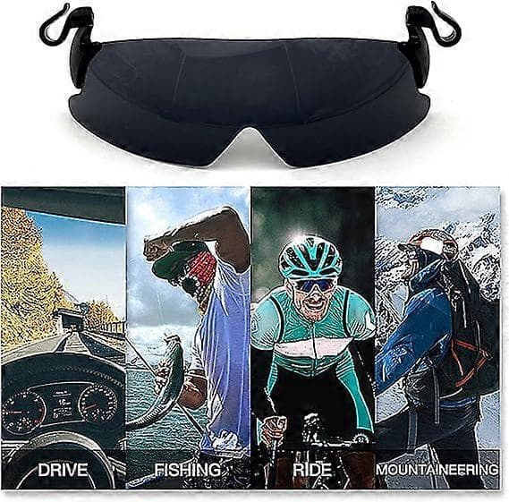 Urheiluaurinkolasit ulkokäyttöön, Clip-On urheiluaurinkolasit, Golf Clip aurinkolasit, Häikäisynestolasit, Musta
