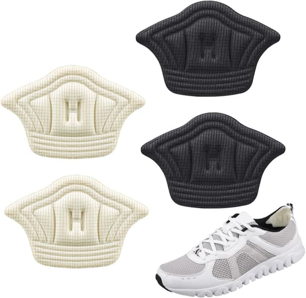 2 par hælputer, selvklebende hælputer, sklisikre hælputer for å forhindre gnagsår og blemmer (beige, svart)