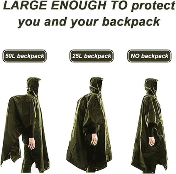 Poncho - Regnkappa - 210*140cm - Multifunktionell vattenavvisande regnponcho