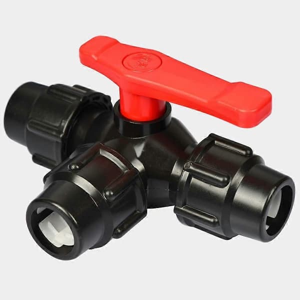 3-veis polyetylenrørkobling hurtigkobling med ventil 50mm