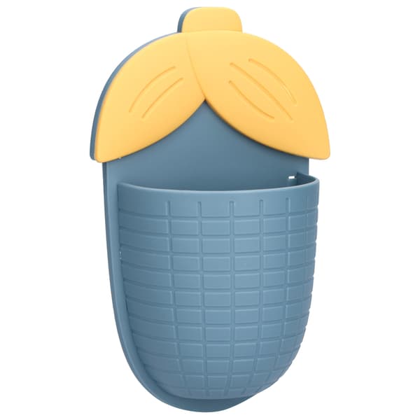 Wall Shelf Cute Corn Shape Punch-Free Wall Mounted Storage Box with Non-Marking Sticker for Bathroom Dressing Table Blue