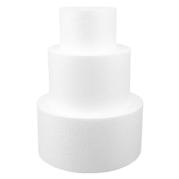 3 stk. runde kakeformer i skum, tom kakeform, baking, DIY kakedummy