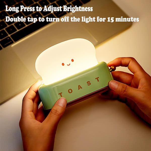 Cute Toast Night Light, Yellow, Dimmable LED Night Light Rechargeable