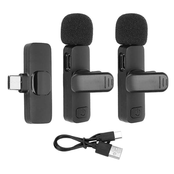Wireless Lavalier Microphone 1 for 2 Automatic Noise Reduction Wireless Clip On Lavalier Lapel Mic for Video Recording