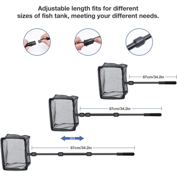 6 i 1 Akvariumrengjøringssett med Fiskenett, Landingsnett, Gruss