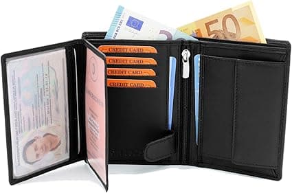 Men's Genuine Leather Wallet 12.5 x 9.5 x 2 cm RFID Protection Black